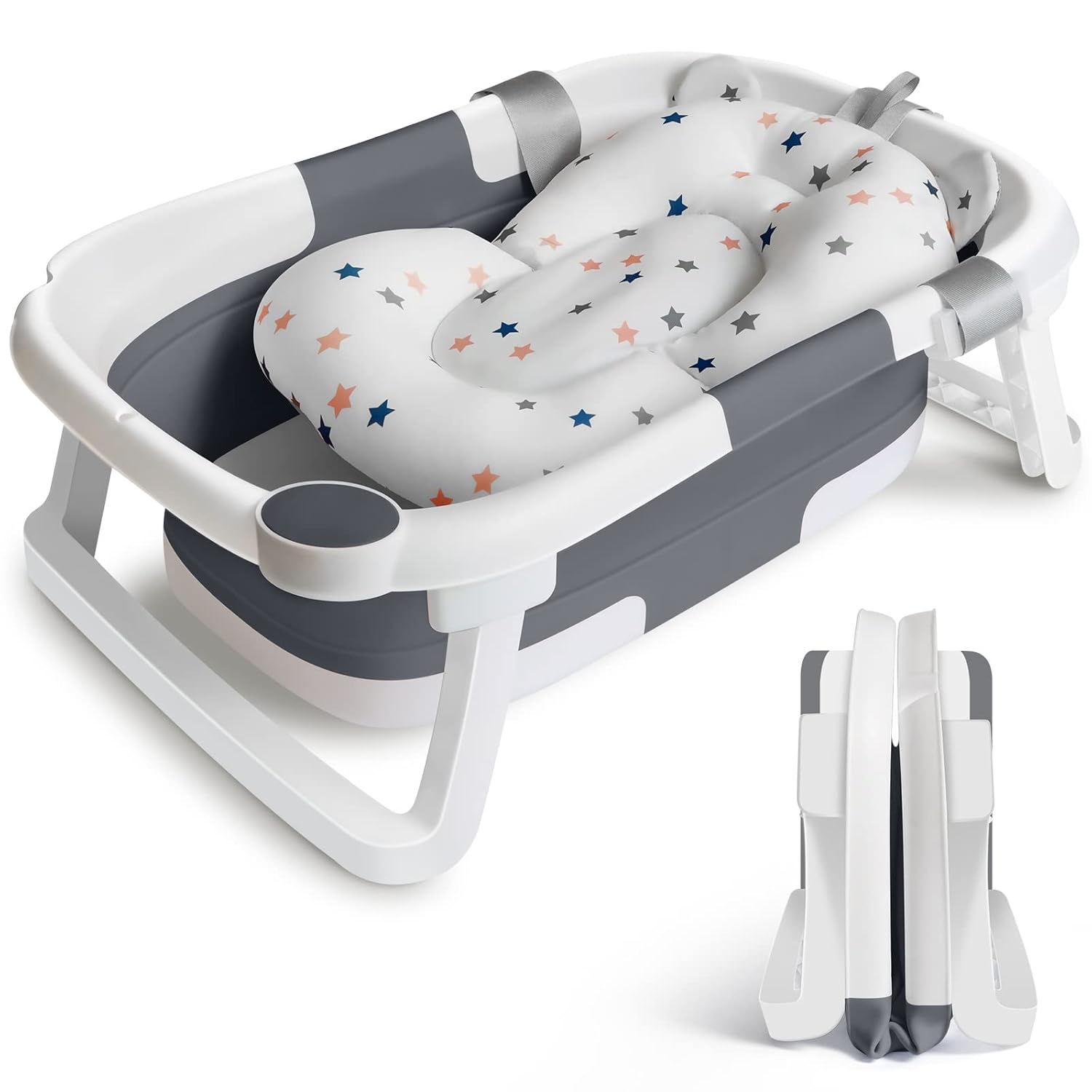 Faltbare Babybadewanne mit Stützkissen & Temperatursensor